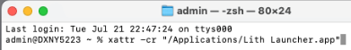 Clear the quarantine flag in Terminal